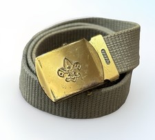 Boy Scouts Vintage 29" Belt w. Khaki Green Canvas Web  Brass Buckle Made In USA