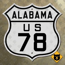 Alabama US 78 route marker shield road sign Bankhead Highway 16x16