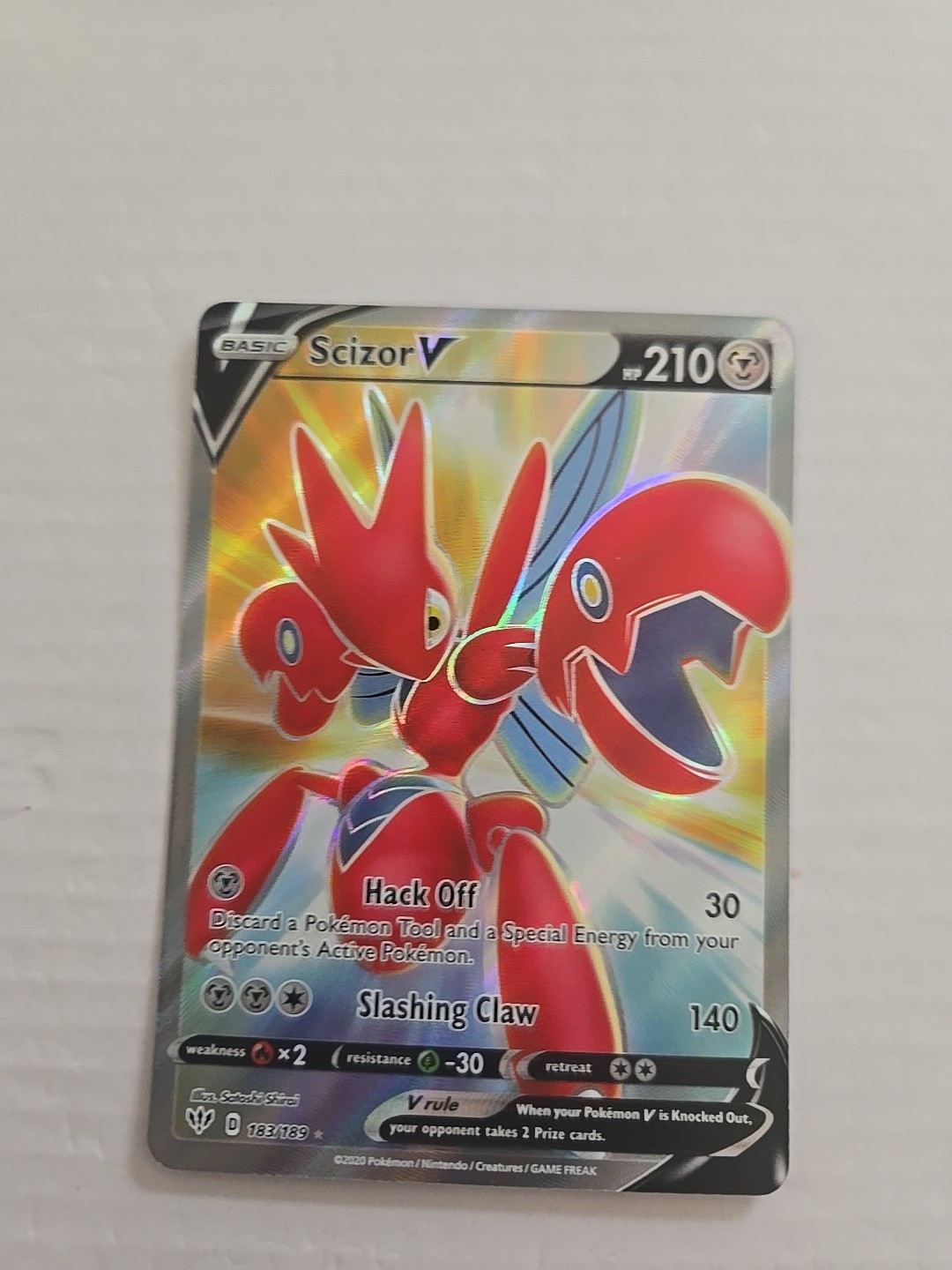 Scizor V - 183/189 - Pokemon Darkness Ablaze Sword & Shield Full Art Card NM