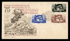 DR WHO 1949 SPAIN FDC UPU 75TH ANIV CACHET COMBO R29205