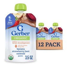 Gerber Organic Baby Food Pouches, Toddler, WonderFoods, Banana Strawberry Bee...