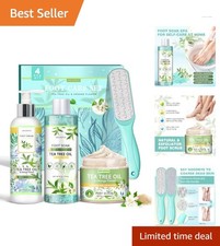 Four-Piece Foot Care Set: Exfoliating Soak, Scrub, File  Cream for Cracked Feet