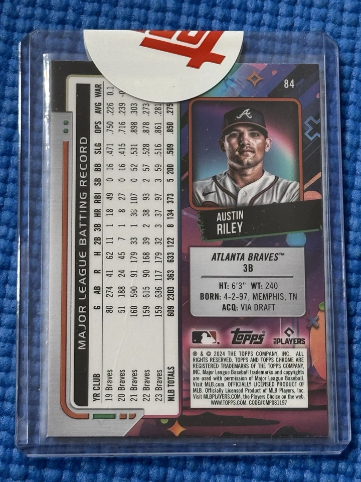 Austin Riley 2024 Topps Cosmic Chrome Nucleus Refractor #84 Braves Sealed - Image 2 of 2