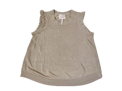 Cinq a Sept Lenore ruffle trim sleeveless Tank top sweater Taupe Size small