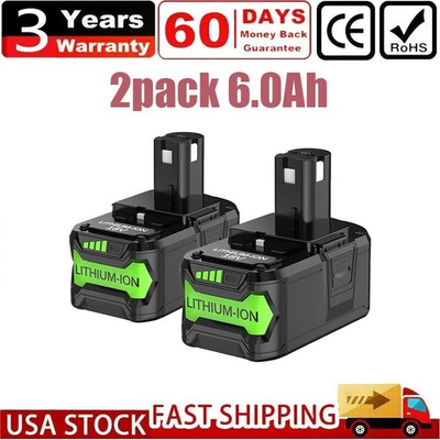 #ad #ad 2PACK For RYOBI 18V 6.0Ah P108 High Capacity Battery 18Volt Lithium Ion One Plus $26.49