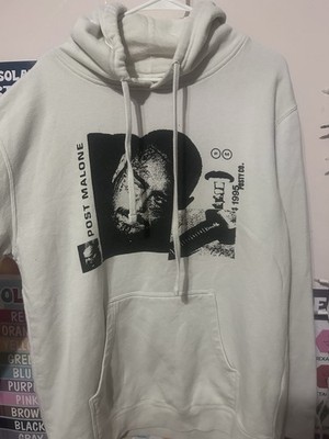 Posty Co Post Malone Graphic Logo Pullover Fleece Hoodie White Regular L