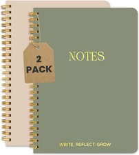 2 Pack 106 Lined Pages Gold Foiled Cute Aesthetic Spiral Journal Notebook for