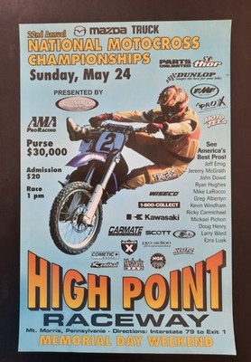 Vintage AMA High Point Motocross Racing Poster 1998 Jeremy McGrath Yamaha