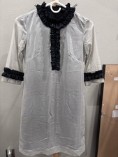Midi Dress In Gray/Black Color with Ruffle Trims Size Small Pre-Owned