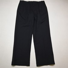 Chaps Ralph Lauren 34x32 Navy Stripe 100% Wool Pleated High Waist Full Cut Pants