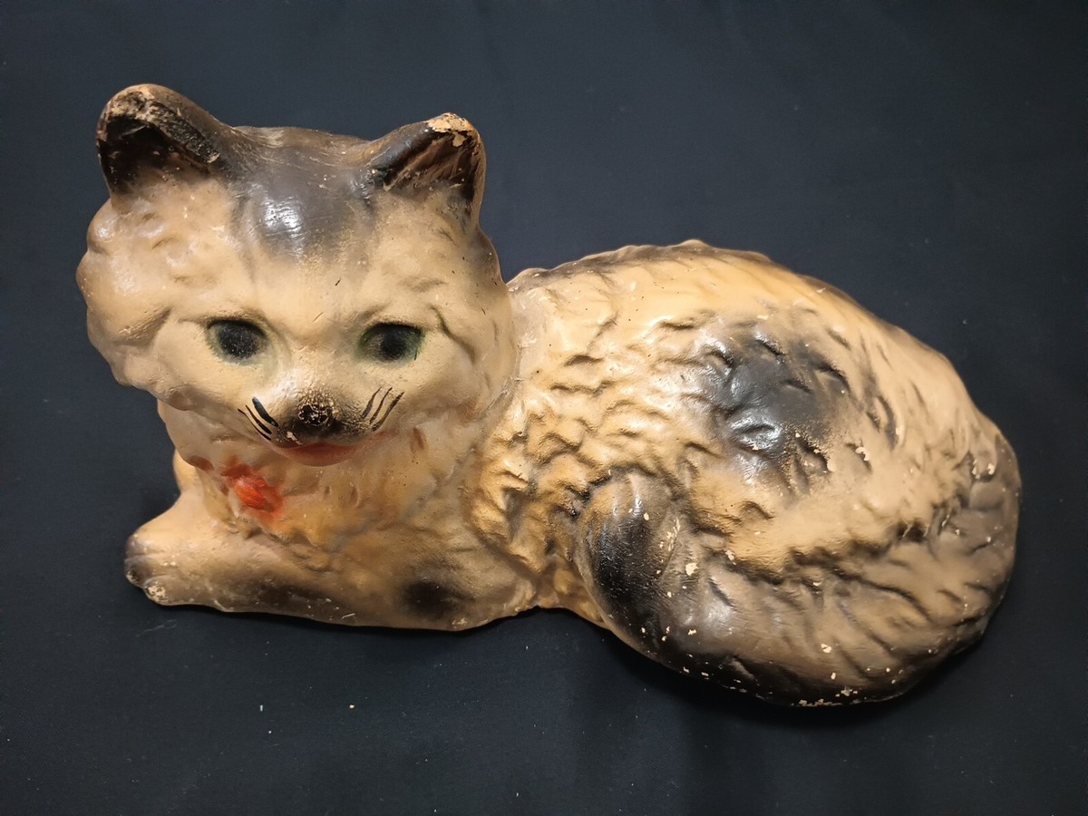 Vintage Chalkware Cat lying down - 10 inches - Carnival Prize ? | eBay