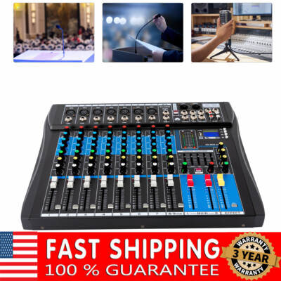 8 Channel Professional Bluetooth Live Studio Audio Mixer USB Mixing Console
