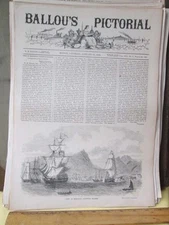 Vintage Print,HONOLULU,Ballou's,1850s,Sanwich Isles