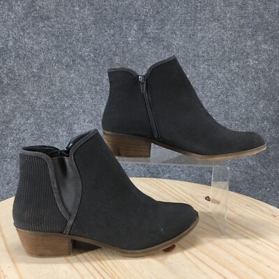 Kensie Boots Womens 8.5 M Gerona Ankle Bootie Gray Leather Casual Block Heels