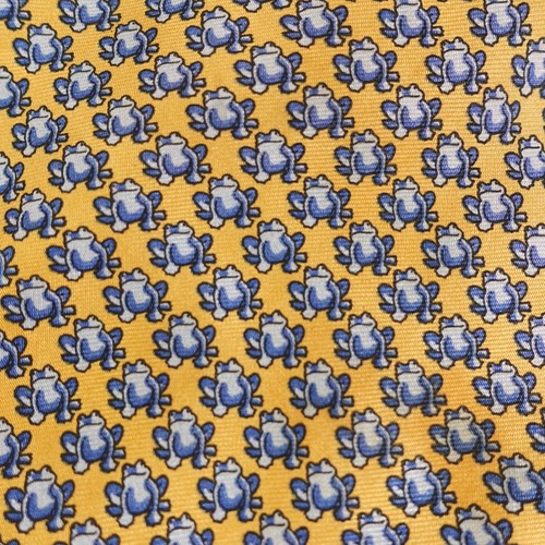 Yellow Mens Neck Tie Frog Animal Motif pattern Classic Basic PETERBOROUGH ROW - Picture 4 of 11