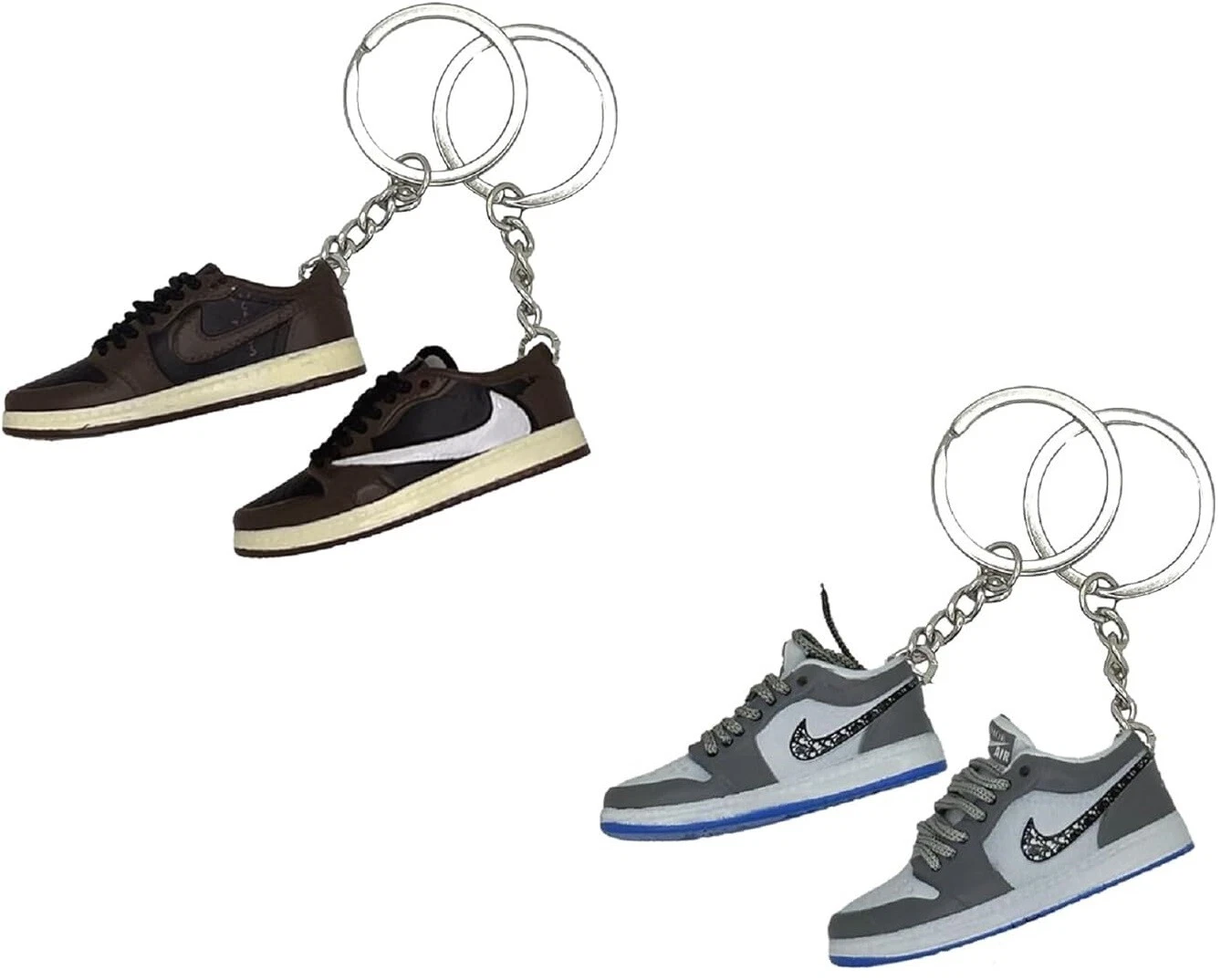 Porte clés baskets rétro platine athlétisme (2 chaussures)