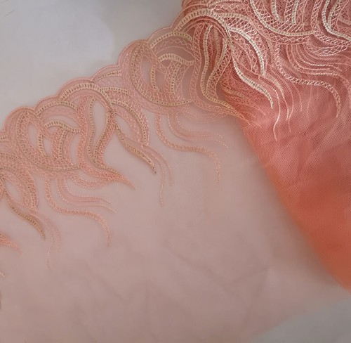 9Color Tulle Lace/Embroidered Floral White,Brown,Navy,Puce,Fleshcolor,Peach zh41 - Picture 10 of 10