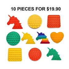 10 PACK Push Pop Bubble Fidget Sensory Toy Packs Autism Special Need Kids