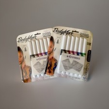 BIC BodyMark Temporary Tattoo Art Markers with Fine Tip, 6 Markers  2 Stencils
