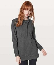 Lululemon Twisted Tucked Long Sleeve Sweatshirt 4 Gray Modal French Terry Mock