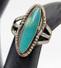 Navajo Native American Sterling Silver Turquoise Ring Size 5.5