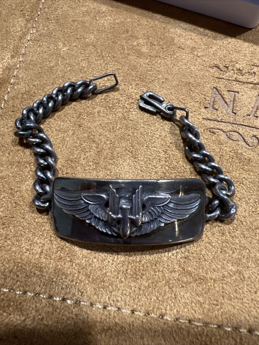 Vintage WWII Sterling Gunner Wings & Plaque ID Bracelet | eBay Vintage WWII Sterling Gunner Wings & Plaque ID Bracelet | eBay