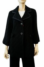 Max & Co. Textured Black Wool Blend 3/4 Sleeve Coat 8 New With Tags