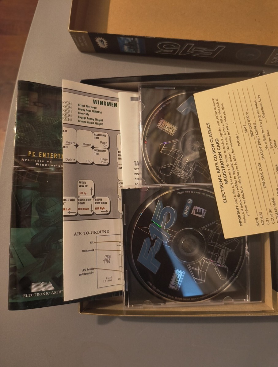 Vintage 90s EA Computer Game Jane's Jet Combat Simulator F-15 CD