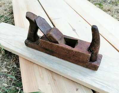 Antique Wood Plane Smoothing Planer Two Handles Vintage Carpentry Tool Woodwork