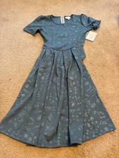 LULAROE Amelia Dress Womens XS Small Solid Floral Blue Light Weight Pleated Zip