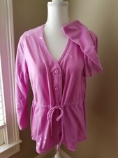 CAROLE HOCHMAN Lounge Bed Jacket Micro Fleece Pink MEDIUM NWT 