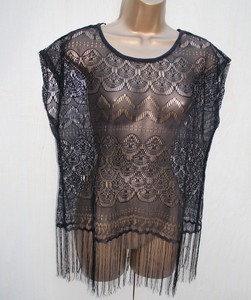 Details About Papaya Matalan Black Lace Casual Top Beach Summer Holiday Kaftan Top Med 10 12