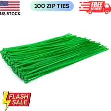 Green Garden Zip Ties 8 Inch 3.6MM 100 Pack Self Locking Nylon Cable Ties Plasti