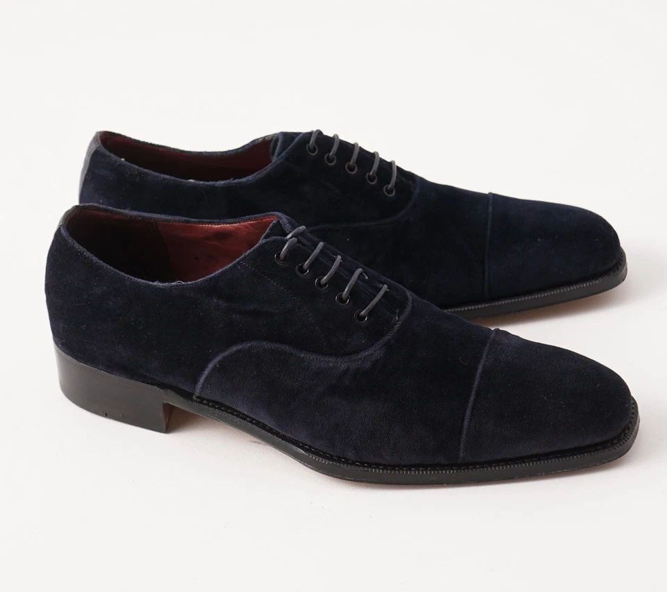 NUEVO EN CAJA $3600 SILVANO LATTANZI Azul Marino Terciopelo Puntera Balmoral EE. UU. 8 (It 7) Zapatos Foto 3 de 4