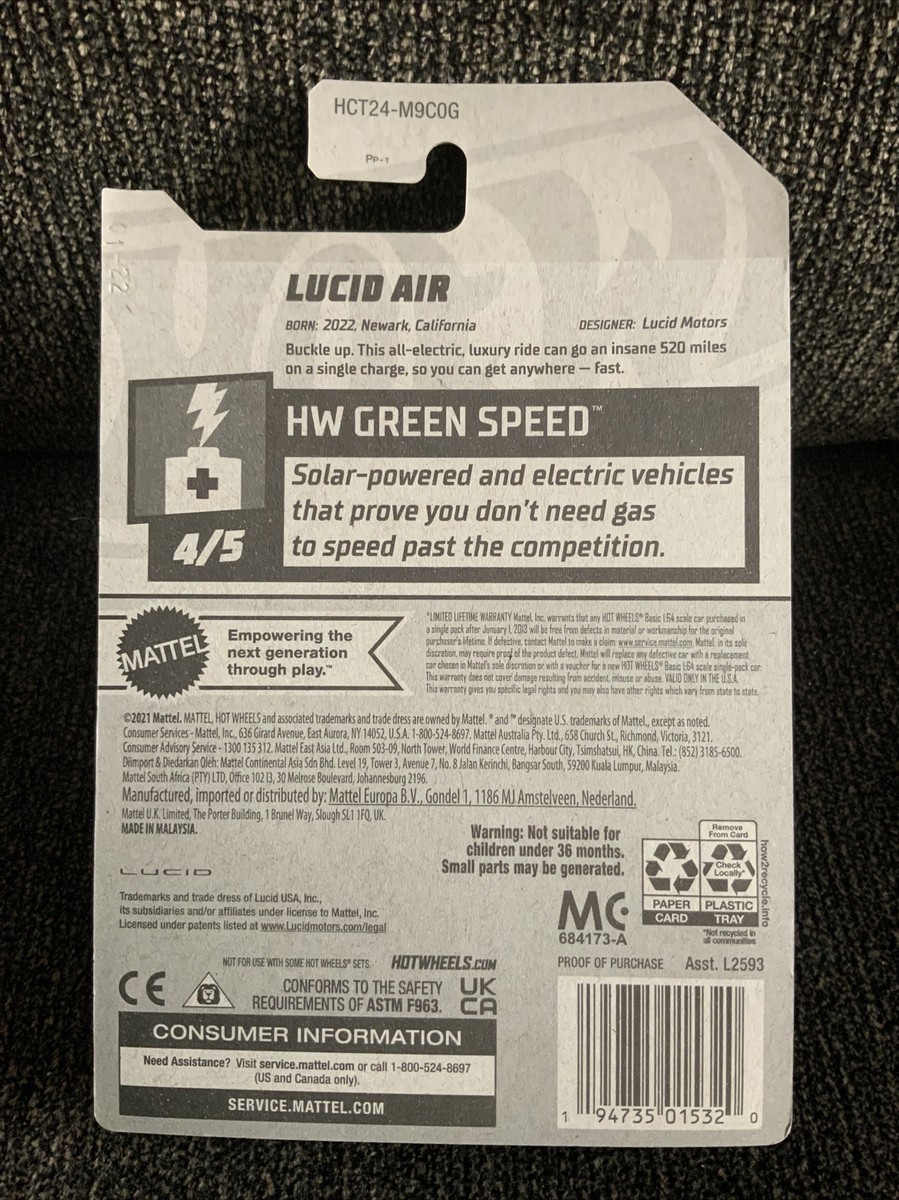 Hot Wheels Lucid Air – HW Green Speed Serie – Silber Metallic – Kurzpackung – 2022