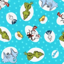 BTY Dr Seuss Celebration The Cat in The Hat Motif Dots Cotton Fabric Yard 73258