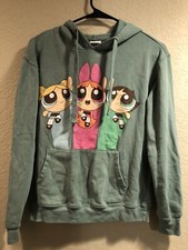 Cartoon Network Powerpuff Girls Hoodie   Green Graphic Print, Size Small