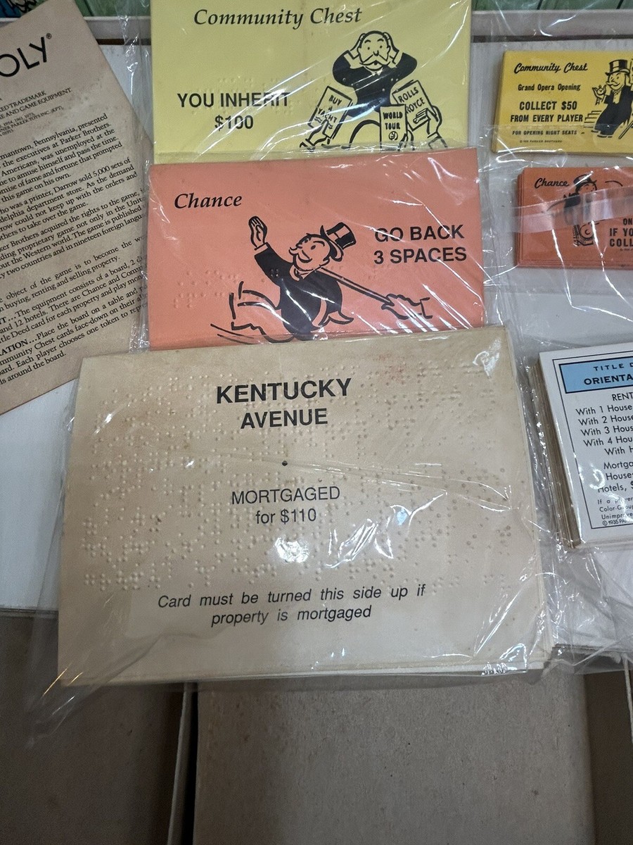 Braille And Low Vision Monopoly 1986 Regular Components Included