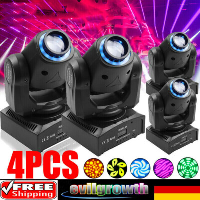 4X Bühnenlicht 8Gobo Moving Head RGBW LED DMX Beam Party DJ Disco Strobe U`King