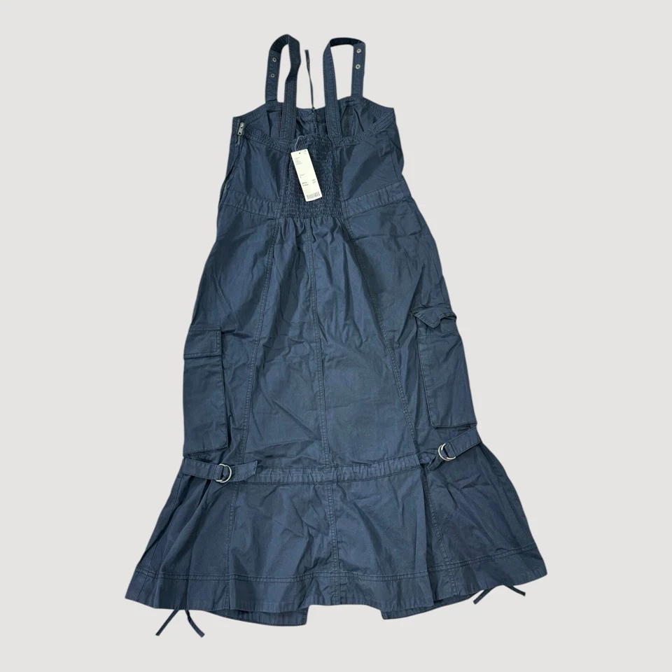 Vestido Urban Outfitters Para Mujer S Azul Maxi Carga Lona Mono Jersey Ajustable Foto 2 de 4
