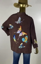 Citron Santa Monica Butterfly Blouse - Women's Sz M Gorgeous Wearable Art