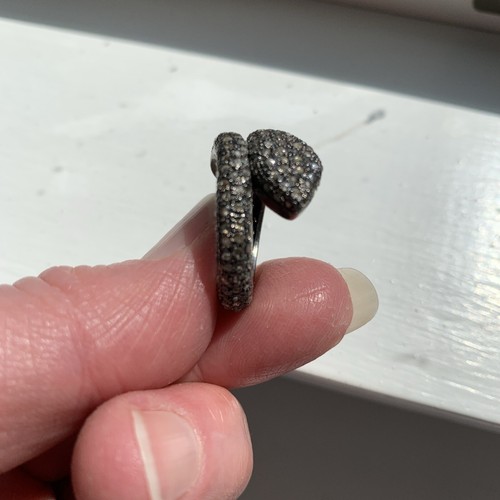 Snake Tree Pendant Ring Set Pave Diamond 925 Black Oxidized Sterling Silver - Picture 12 of 24