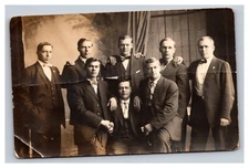 Vintage 1910's RPPC Postcard - Studio Portrait Young Victorian Business Men