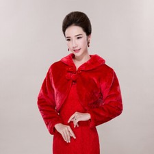 Damen Braut Kunstfell Schal Shrug Bolero Crop Jacke Umhang Cape Party Hochzeit