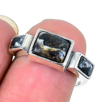Weißer Büffel Edelstein massives Silber Jahrestag neu Statement Frau Ring US 7,5