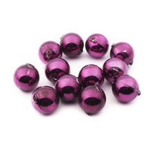 Lot 12 Czech purple round blown glass Christmas tree ornament beads 25mm