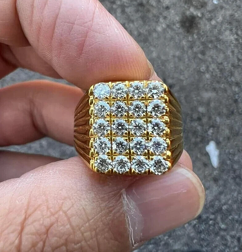 Men's 14K Yellow Gold Moissanite Unisex Wedding Engagement Ring-image