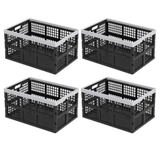 2/3/4-Packs 42 Liters Plastic Collapsible Storage Crate Folding Milk Crate Bins