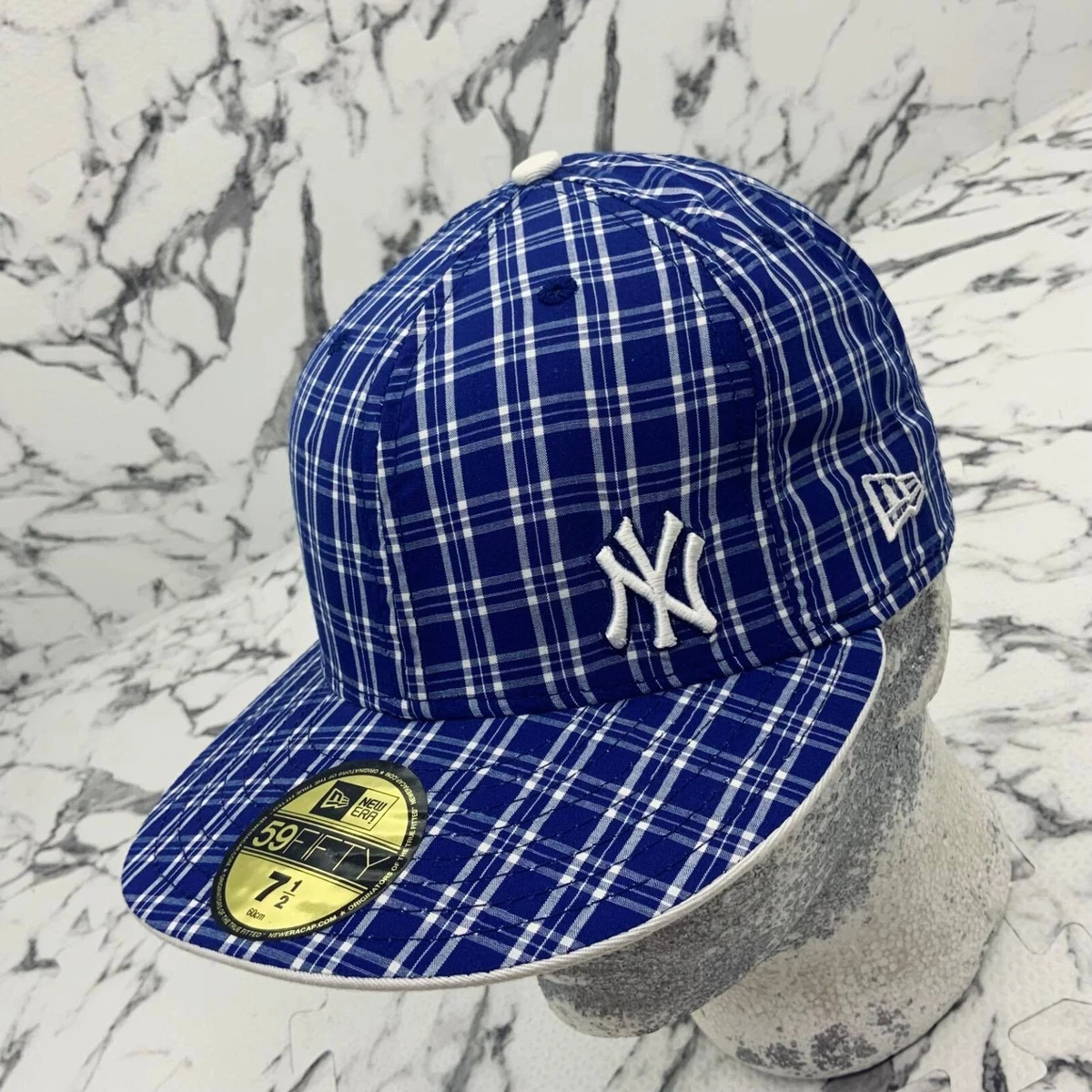 New Era Cap MLB NY Yankees Royal Blue | White Plaid 59FIFTY Hat | eBay