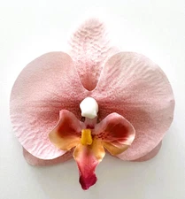3.5" Peach Pink Orchid Silk Flower Hair Clip Tropical Luau Cruise Wedding